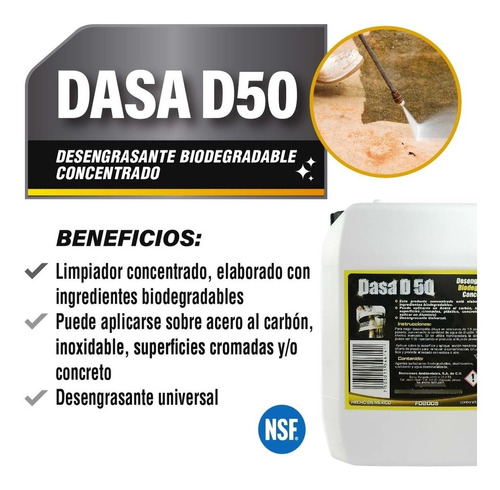 Imagen 1 de 2 de Dasa D50 | Desengrasante Biodegradable Concentrado | 5lt