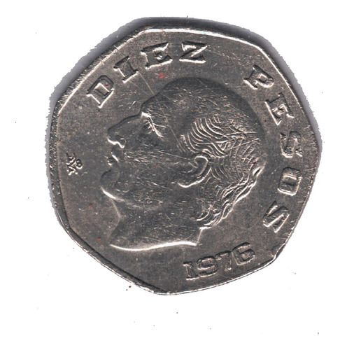 Monedas Error Doble Golpe  10 Pesos  Hidalgo  Exagonal  1976