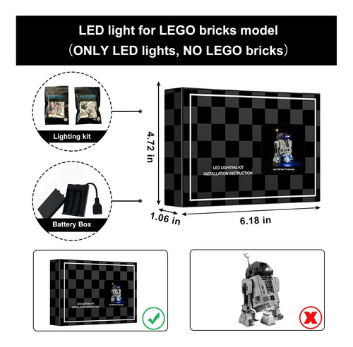 Luz Led Vaodest Para Lego R2-d2, Diseño Y Configuración Con