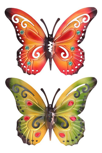 Juego De 2 Mariposas De Metal, Decoración Colgante,