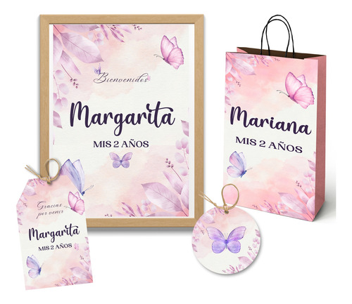 Kit Imprimible Textos Editables - Mariposas 2