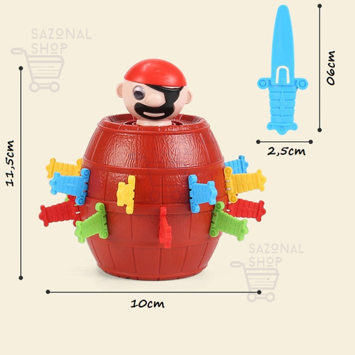 Pula Pirata Jogo Com Barril E 16 Espadas Coloridas Grande