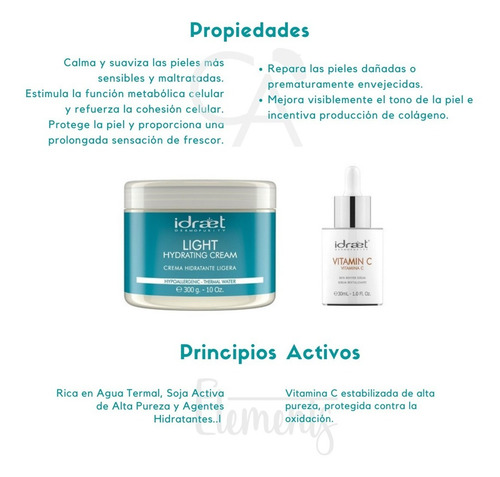 Imagen 2 de 10 de Set X2 Crema Hidratante Ligera Serum Idraet Vitamina C Noche