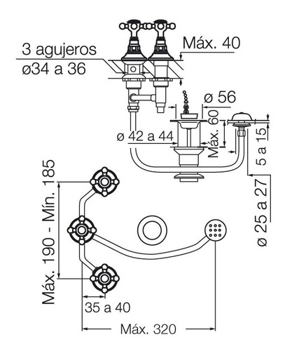 Imagen 2 de 10 de Griferia De Bidet Fv Vermont 0295/83 Color Cromo