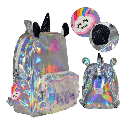 Mochila Jardin Unicornio Pu Holograma Skora 23138 Mapleweb |  MAPLEMARROQUINERIA