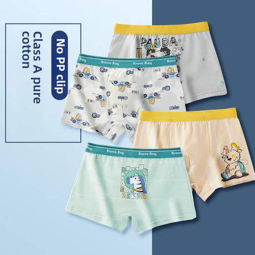 Calzoncillos Bóxer De Algodón Puro Para Niños, Paquete De 4