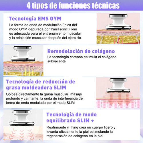 Masajeador Facial Portátil Para Belleza R F 4 Luces Ems 4en1