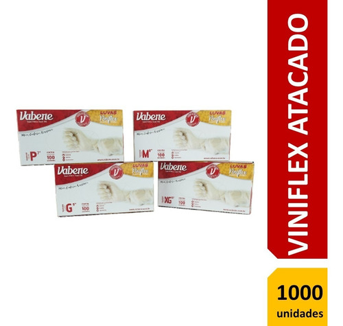 Luvas descartáveis Vabene Viniflex cor transparente tamanho GG de elastômero termoplástico em kit de 10 x 100 unidades