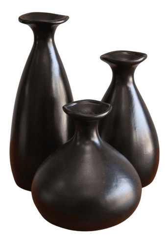 Trio De Vasos Garrafa Cerâmica Moderna