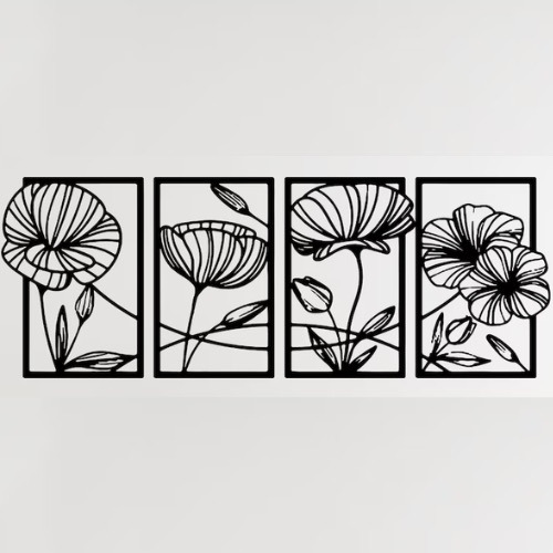 Set De Flores - Cuadro Decorativo Mdf 3mm -