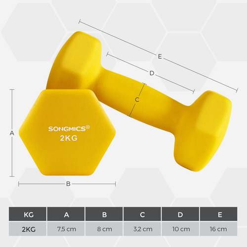 Songmics Juego De 2 Mancuernas 2 X 2 Kg Recubrimiento De Amarillo
