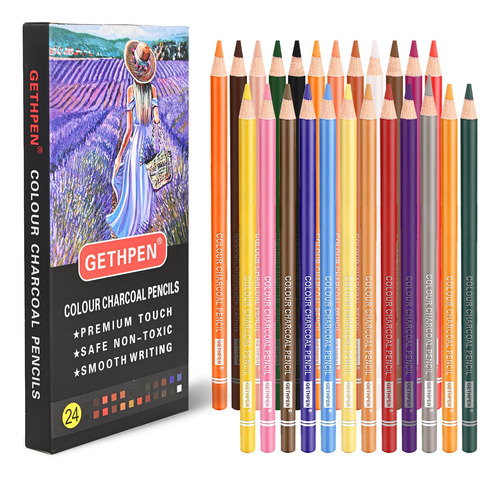 Gethpen Lapices De Colores De Tiza Pastel, Juego De 24 Color