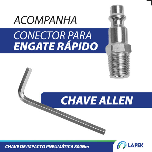 Chave De Impacto Pneumática Parafusadeira 1/2 Pol 81 Kgf Lapek