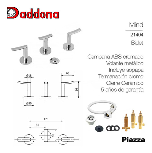 Griferia Baño Mind Piazza Ducha Lav Bidet Cierre Cerámico