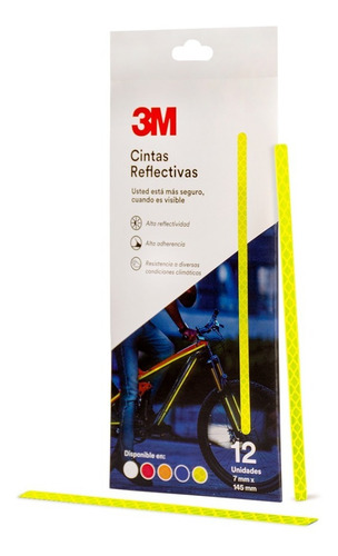 Imagen 1 de 4 de 12x Tiras Reflectivas Luminosas 3m® Para Moto Bici, 145x7mm