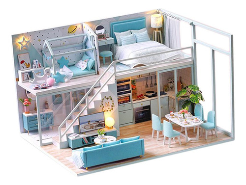 Ensamblaje Niños 1:24 Kit De De Simple El Dormitorio Azul