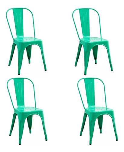 Set X4 Silla Metálica Aqua Con Garantía