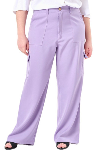 Pantalón Sastrero Cargo Mujer Recto Colores Talles Grandes