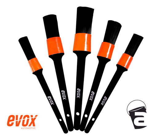 Kit 5 Pinceis Para Detalhamento Uso Externo Automotivo