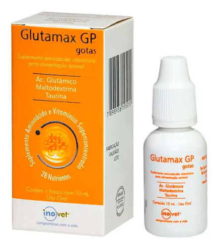 Glutamax Gotas 10ml Suplemento Aminoacido Vitaminico Inovet