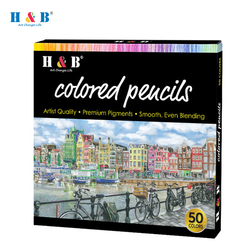 Set De Lápices Artist Pencils H&b, 50 Colores, Preafilados