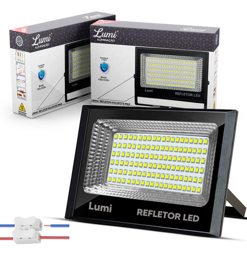 Kit 2 Refletor Super Led 200watts 127/220V Branco Frio 6500k Lumi