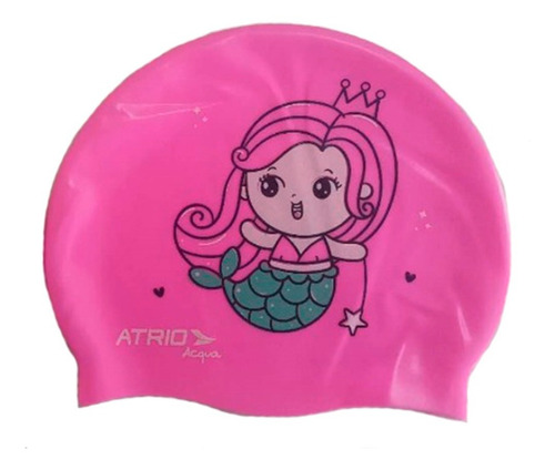 Touca Para Natação Infantil De Silicone Resistente Rosa Cor Rosa Desenho Do Tecido Sereia Código 1905