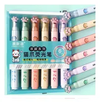 Comprar 6 Marcatextos Marcadores Garrita Gatito Kawaii Papeleria