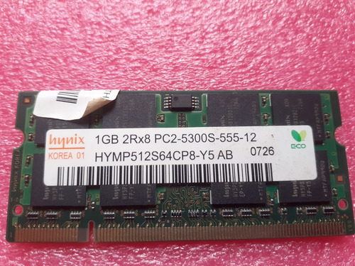 Memoria Ram Hynix 1gb 2rx8 Pc2-5300s-555-12 (Usado)