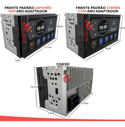 Imagem 7 de 9 de Central Multimídia Mp5 2 Din H-tech Ht-3020 Bt Espelhamento