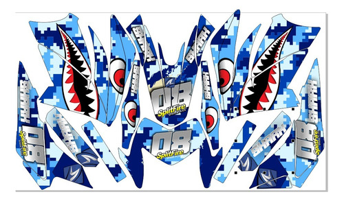 Kit De  Vinil Dm125 Shark Pixelado Azul
