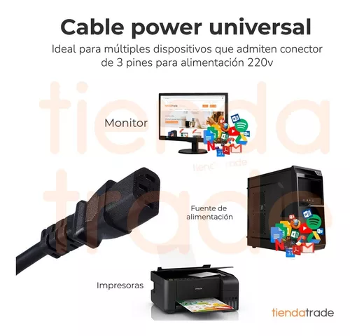 Cable Power Alimentación PC y Monitores