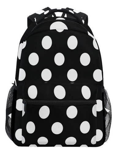 Alaza Black White Polka Dot Mochila Daypack College School T