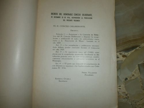 Antecedentes De La Asociacion De Mayo 1837 1937 Homenaje Del (Usado)