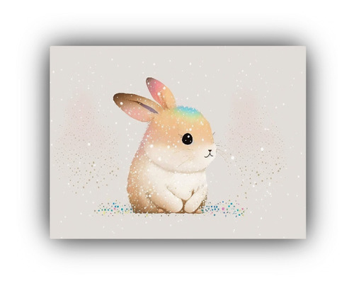 Canva Bastidor Madera Hermoso Conejo Regalo 75x50cm Animales