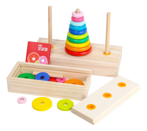 Jogo De Quebra-cabeça Wooden Tower 10 Rings Early Educationa