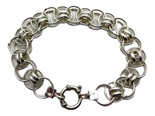 Pulsera Rolo De Plata 925 Doble Argollas 