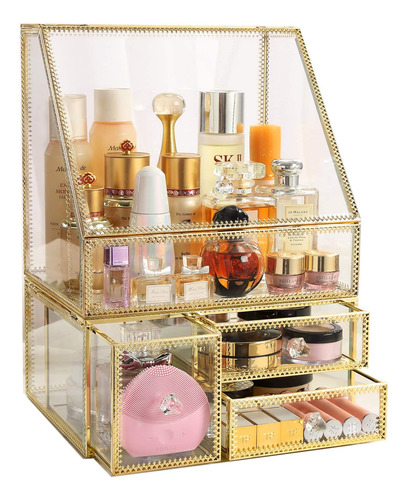 Moochi - Organizador De Maquillaje De Cristal Vintage Con 3