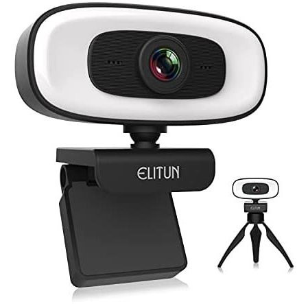 Webcam Elitun 2k C/trípode Y Anillo De Luz De 3 Niveles