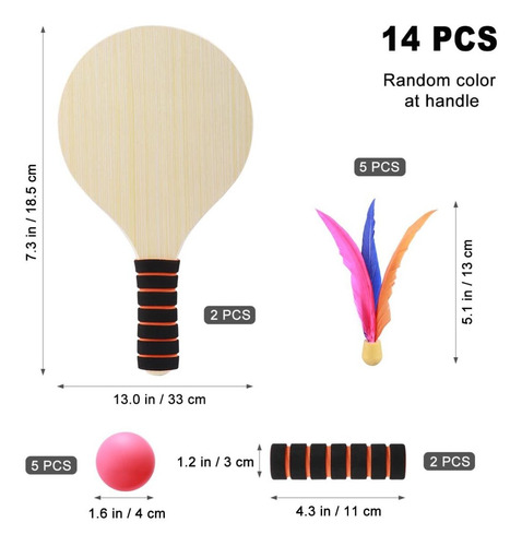 Sewacc Raqueta Madera 5 Pajarito Bola 2 Asa Juego Para