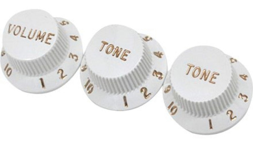 Kit 3 Knob Para Guitarra Strato Branco 1 Volume 2 Tone Promo