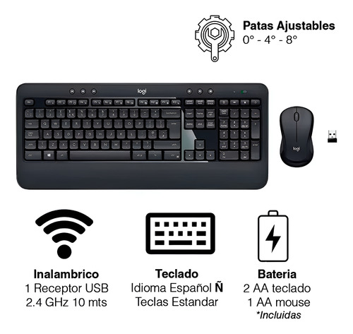 Kit De Teclado Y Mouse Inalámbrico Logitech Mk540 En Español