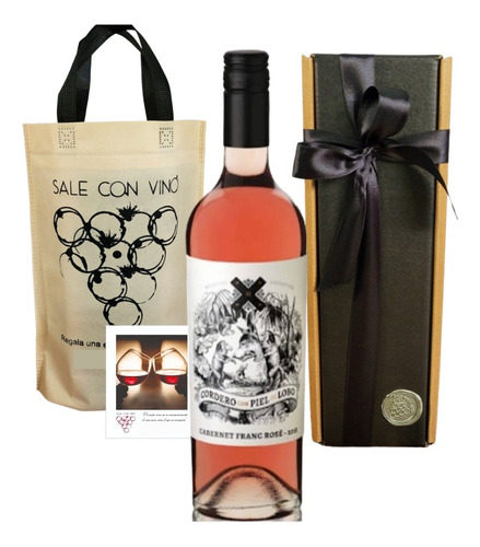 Box Vino Cordero Con Piel De Lobo Rose Estuche Regalo 