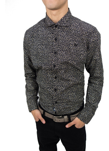 Camisa De Vestir Estampada Hombre Entallada / Apache Look