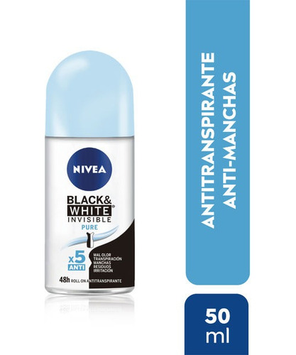 Nivea Desodorante Roll On Invisible B&w Pure 50ml