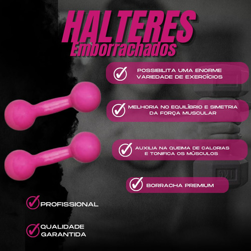 Par Halter 1 Kg + Caneleira 1 Kg + Kit 3 Theraband
