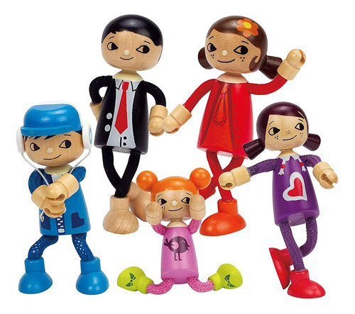 Hape Modern Family Of 5 Juego De Muñecas Flexibles De Made.