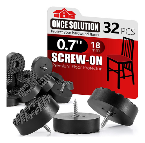 Patas De Goma Atornillables Para Muebles 1.8cm-32un Negras