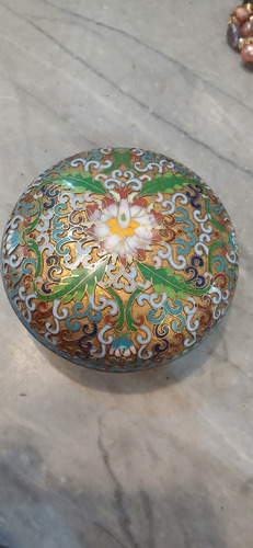 Alhajero De Cloisonné Chino Antiguo Champlevé Celeste (Usado)