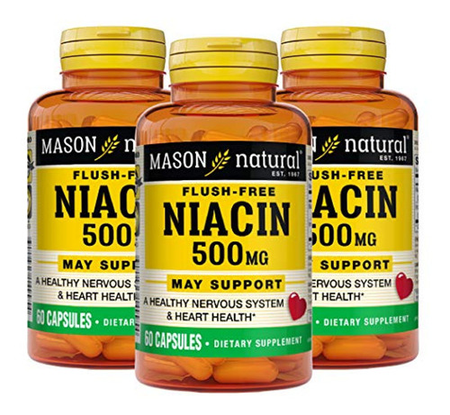 Suplemento Vitamina B3 Mason Natural Niacin 500 Mg Flush Fre